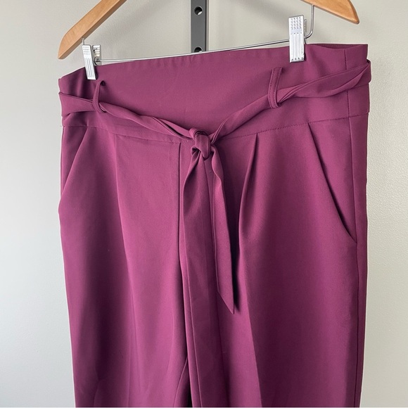 Torrid High Waisted Tie Front Paperbag Pant Trouser Burgundy Purple Size 12 - Picture 4 of 6